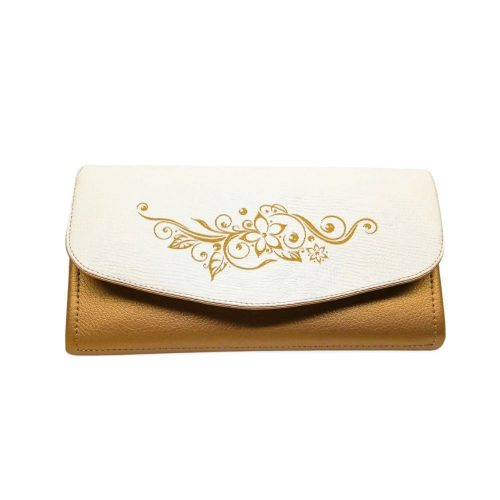 Textilbőr pénztárca gravírozott díszítéssel rose gold - fehér